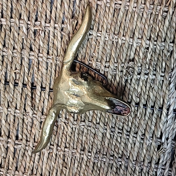 Vintage Large Ox Bull Longhorn Skull Western Cowboy Belt Buckle